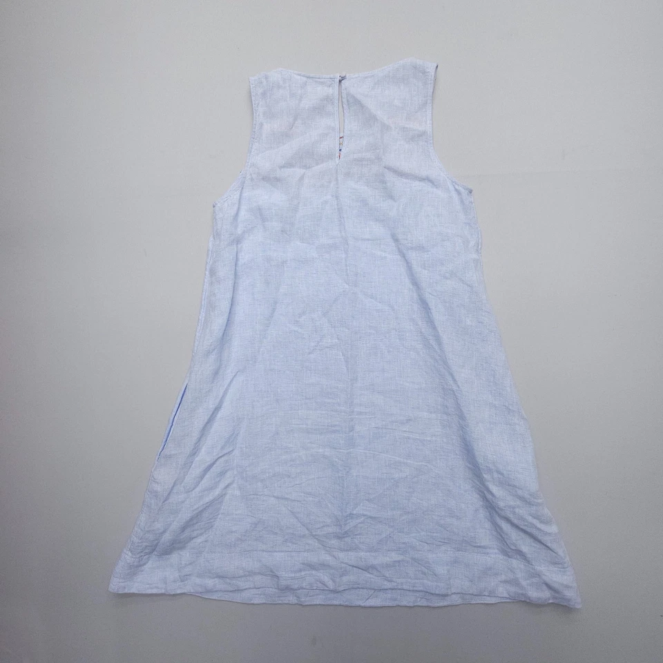 Vestido de lino C&C California para mujer pequeño azul bordado floral costero playero Foto 2 de 4