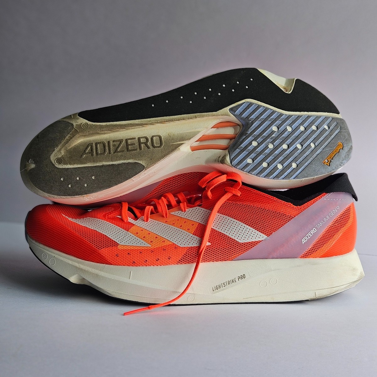 Size 11 - Adidas Adizero Takumi Sen 9 Solar Red running mesh