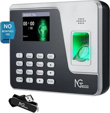 NGTeco Fingerprint & PIN Biometric Time Clock, Standalone Punch Machine