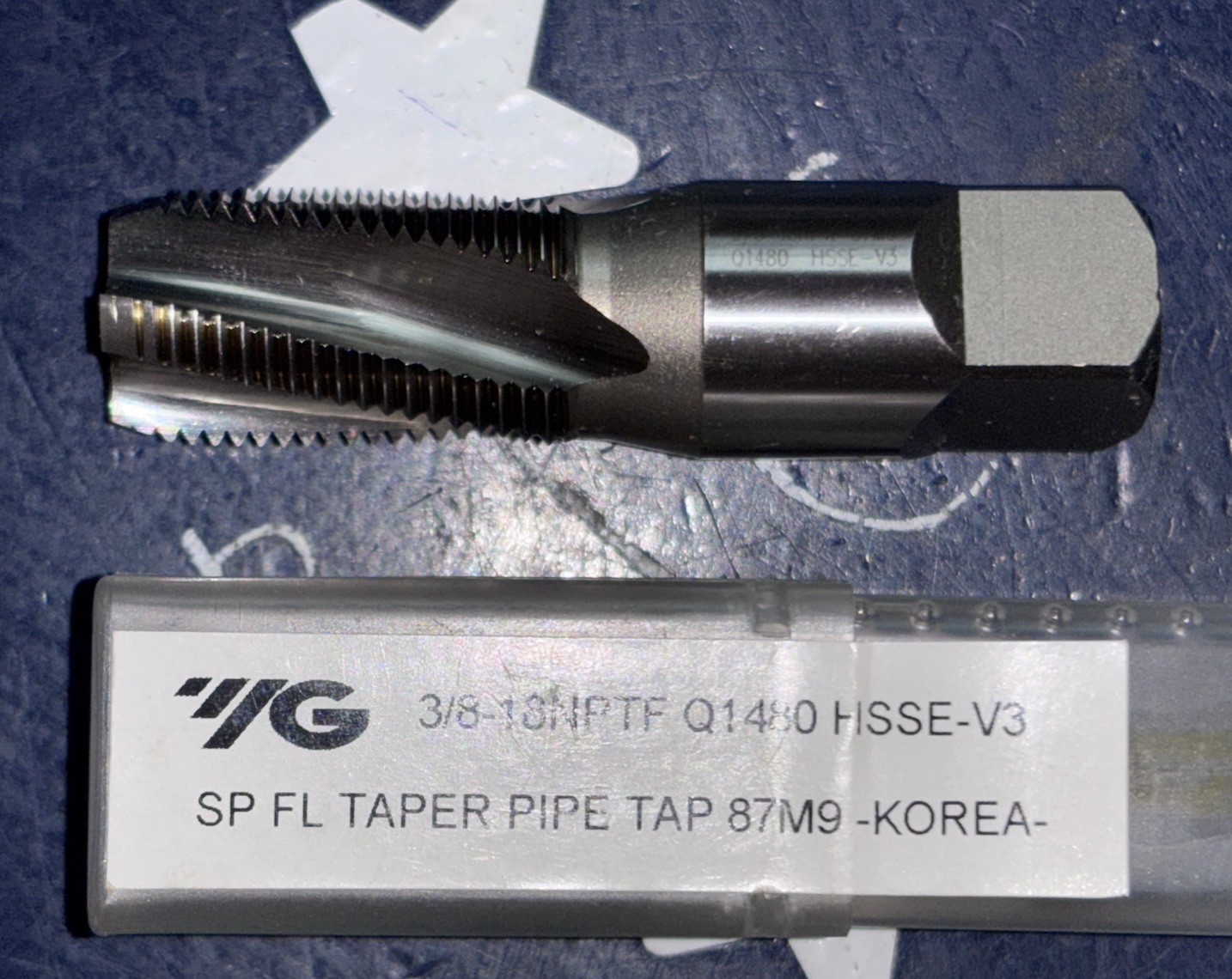 3/8-18 NPTF Spiral Flute Taper Pipe Tap SPFL HSSE-V3 87M9 Q1480 3/8” 18tpi