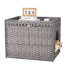 Cat Litter Box Enclosure Cat House Handwoven Rattan Hidden Litter Box Furniture