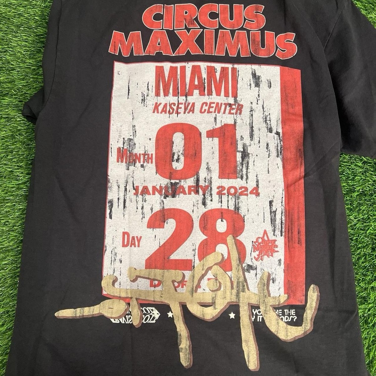 Travis Scott Utopia Circus Maximus 2024 Tour x Miami Tee Size