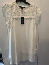 Tommy Hilfiger White Eyelet Shirt Dress Women's Small Sleeveless Cotton NWT Dy8