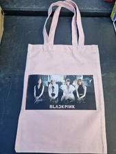 Lot Of 12 Pcs Canvas-type Cloth Tote Bag Reusable Shopping Bag Black Pink Kpop