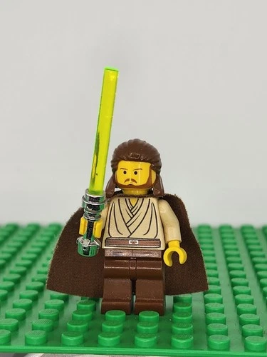 100% Lego SW0027 Original Qui-Gon Jinn (Yellow Head) Minifigure Star Wars RARE