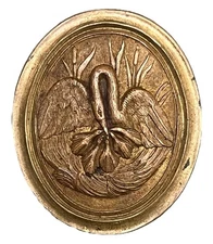 19th Century Brass Plaque – Pelican in Her Piety – Religious Symbol – 50×42 mm