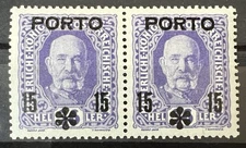 Austria 1917 Austrian Hungary Empire 15 Heller Overprint PORTO Two Stamps MNH