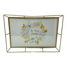 So Very Thankful Seasonal Gold Wire Decorative Accent Tray 12x17"