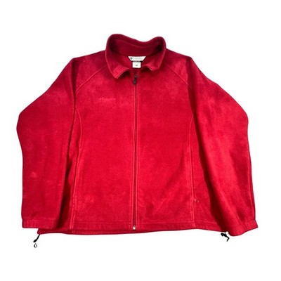 Columbia Red Fleece Jacket Women 1X Full Zip XW6185 Outdoor Layering
