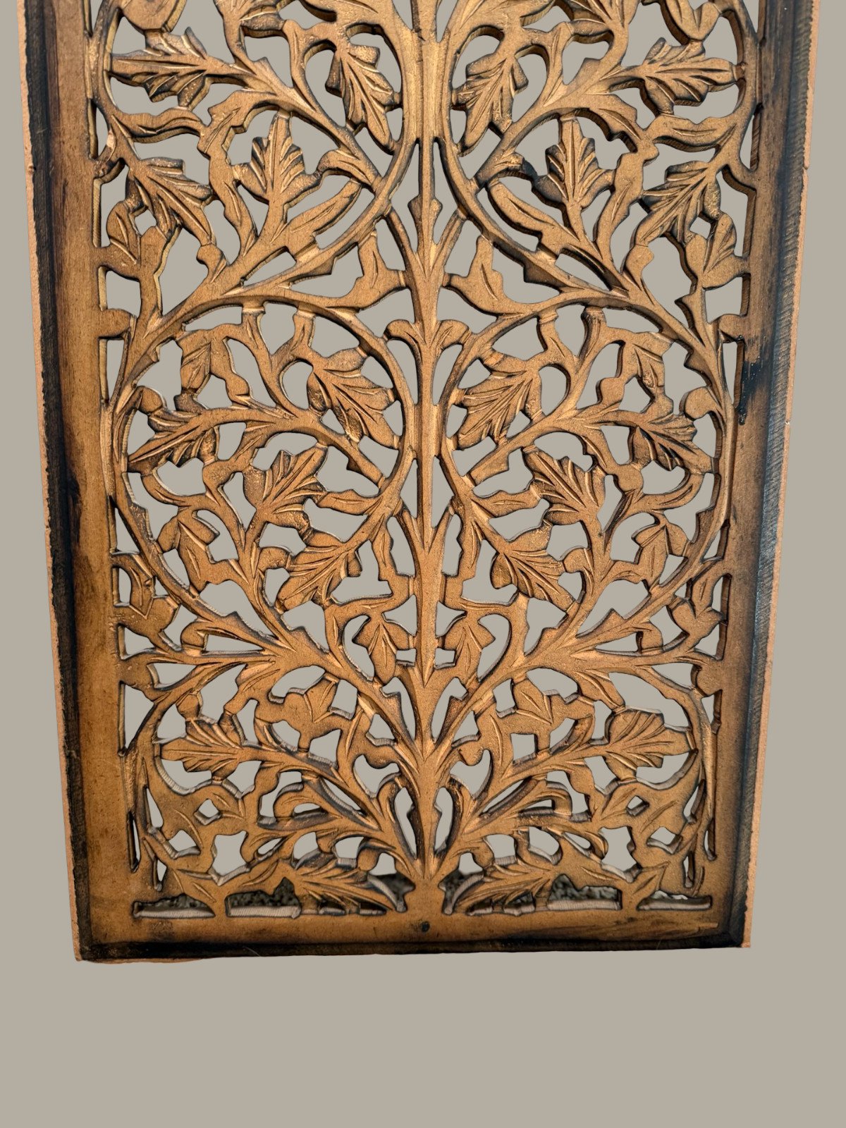 Vintage Intricate Floral Design Hand Carved Wood Panel Decor 40" x 15"