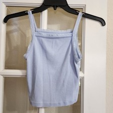 American Eagle Blue Ribbed Lace Trim Tank Top Stretchy Medium Camisole