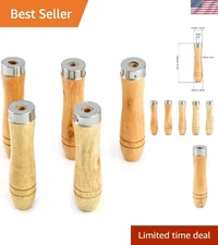 5-Pack Ergonomic Wooden File Handles with Strong Metal Collars for DIY Tools