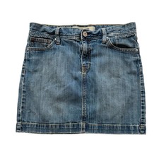Gap Jeans Women's Blue Denim Straight Cut Mini Skirt Pockets Button Fly Size 8