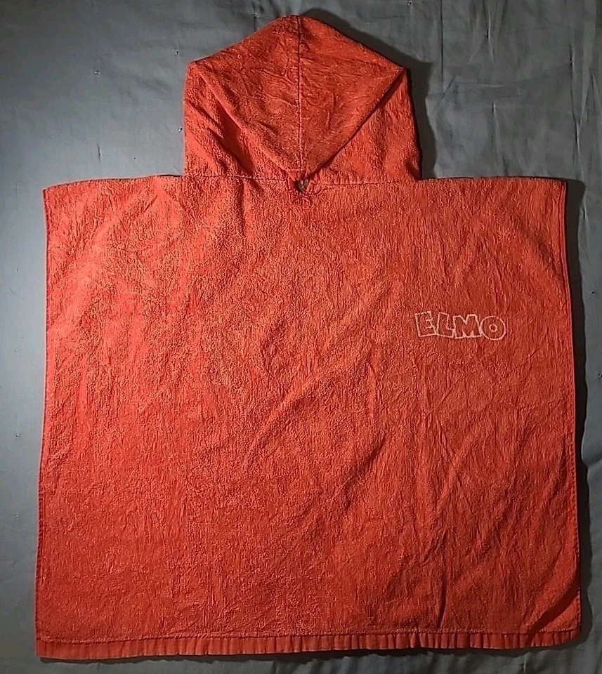 Poncho toalla de baño vintage 123 Sesame Street con capucha Elmo felpa doble gráfico Y2K Foto 2 de 4