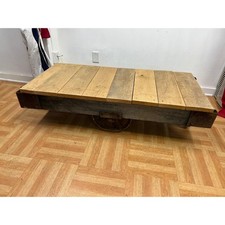 Vintage INDUSTRIAL CART wood base coffee table Nutting Truck pallet old factory