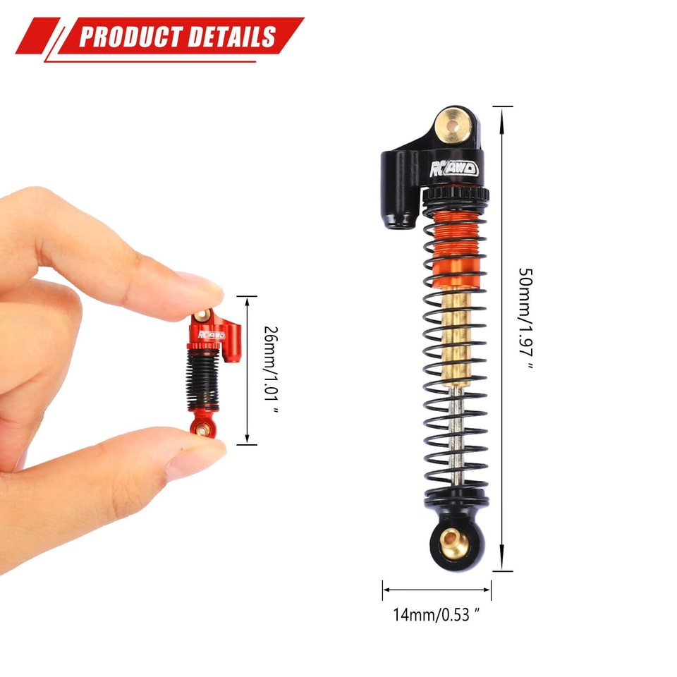 58mm Lengthened Double Barrel Black Shocks for 1/24 Axial SCX24 AX24 ...