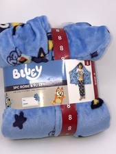 Bluey Character Boys 3-Piece Robe  Pajama Set   Size 8   NEW With Tags 
