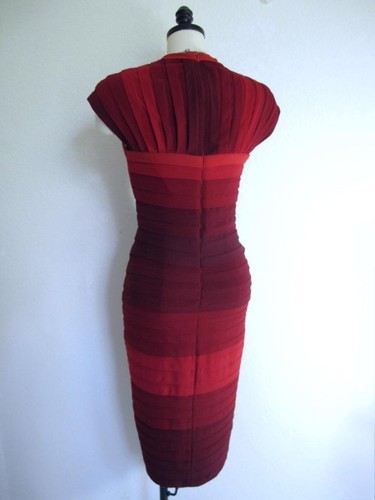 Tadashi Collection BodyCon Bandage Dress S Wine Red Embers Ombre Effect - Picture 9 of 11