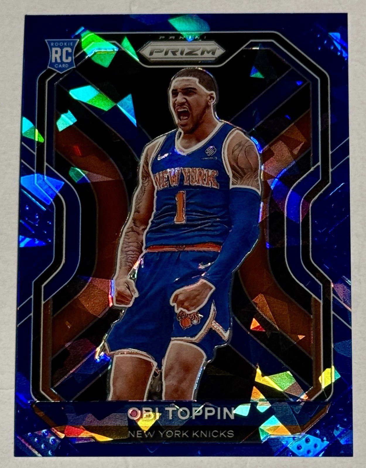 2020-21 Panini Prizm #280 Obi Toppin Rookie RC Blue Ice /125 New York Knicks