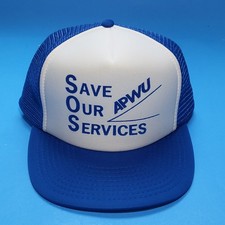 APWU American Postal Workers Union Vintage Snap back Hat Cap Blue Mesh Back Foam