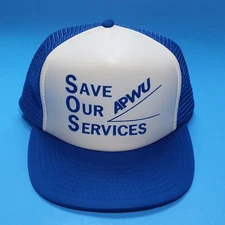 APWU American Postal Workers Union Vintage Snap back Hat Cap Blue Mesh Back Foam