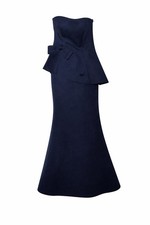Eliza J Strapless Navy Formal Dress Size 6 Peplum Bow Evening Gown