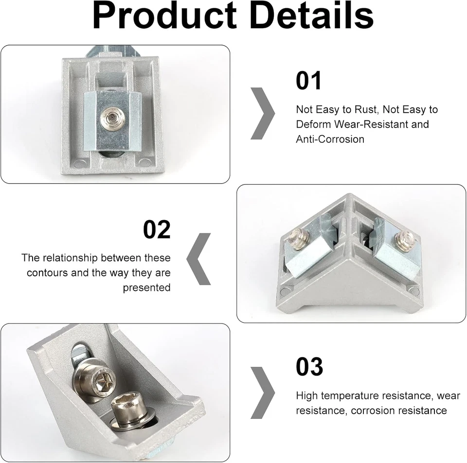 10 Pezzi Staffa Angolare in Lega Di Alluminio, Staffe Angolari 40X40, Angolare A - Immagine 3 di 4
