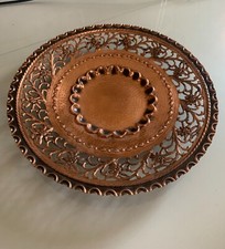 Vintage floral copper wall hanging plate - Very Unique