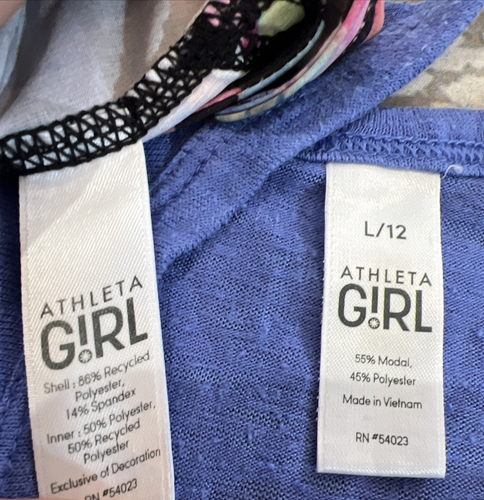 Athleta Mädchen blau Shirt REKORDBRECHER Seitentasche abstrakte Shorts Set Large 12 - Bild 4 von 10