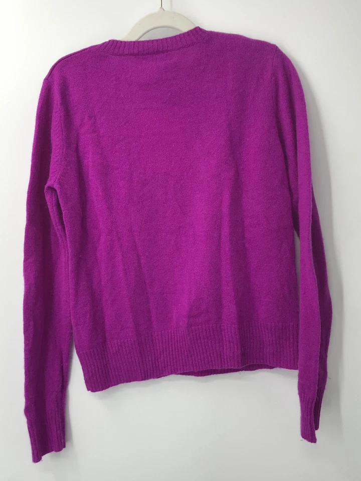 Otoño Cachemira Niñas Púrpura Cachemira Mezcla Cerezo Pom Estampado Suéter Talla 12y Foto 2 de 3