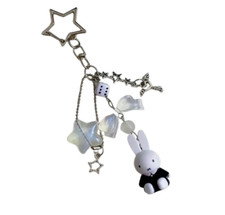 New Lanyard Miffy Style Ring Charm Key Pouch Bag Purse Brown Clip Skirt Keychain