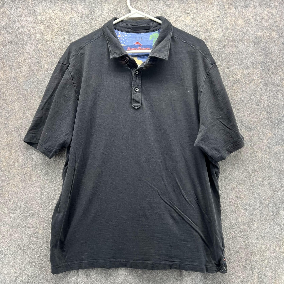 Tommy Bahama Polo Shirt Men Extra Large Adult Black Casual Pima