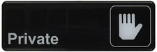 Thunder Group PLIS9303BK "Private" Information Sign with Symbols 9 by 3-Inch