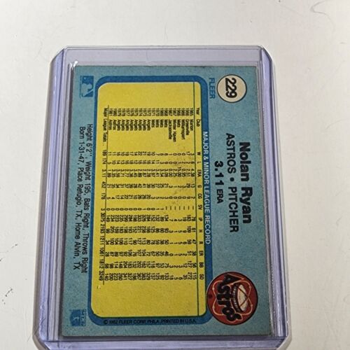 1982 Fleer - #229 Nolan Ryan - Picture 2 of 2
