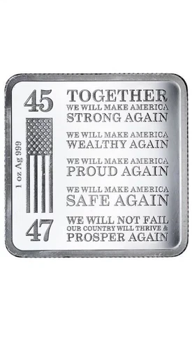 2024 Trump Train .999 Fine Silver Square Bar, 1 oz Very Patriotic Piece