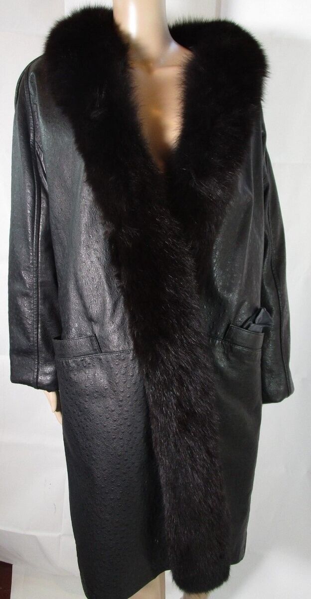 Sam-Rone Oscar D'Or Paris Black Leather Fur Trim Coat | eBay Sam-Rone Oscar D'Or Paris Black Leather Fur Trim Coat | eBay