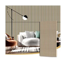 Wood Slat Wall Panel | 4 Pcs Soundproof Wall Panels 48" x 24.5" Wood Wall Pan...