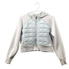 Old Navy Dynamic Fleece Jacket Girls Size L 10-12 Blue Hoodie Zip Quilted Active