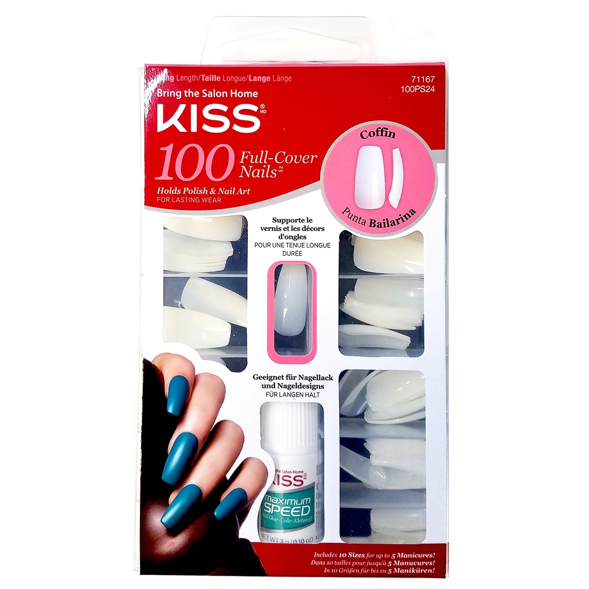 U KISS BALLERINA COFFIN 100 TIPS #71167 100PS24 LONG FULL