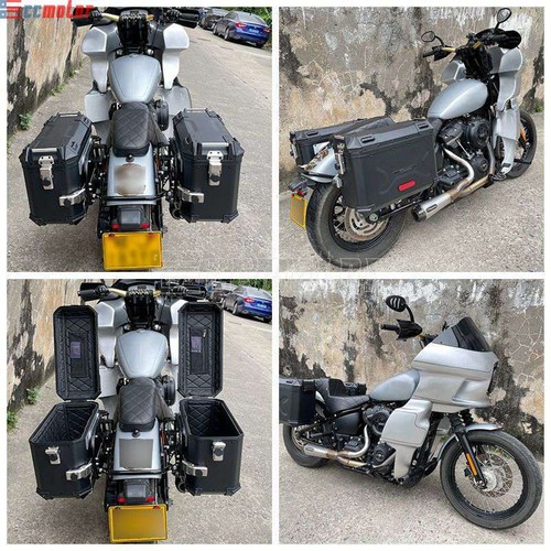 2x Motorcycle Hard Trunk Saddlebags Side Case Mounts Brackets For Harley Softail - Picture 2 of 12