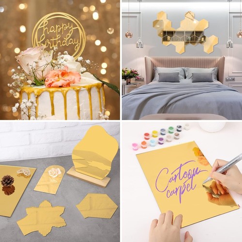 2PCS 12x12 Inch Gold Mirror Acrylic Sheets - Safe Non-Glass Reflective Panels - Picture 9 of 9