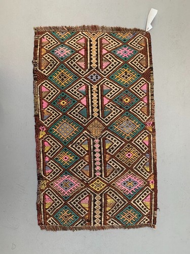 Vintage Turkish Mini Kilim 82x48 cm Wool Small Kelim Runner, shabby Chic