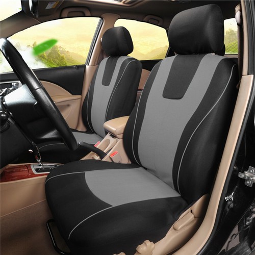 Car Seat Covers Protectors Grey Black Full Set Breathable Fabric For 5-Seats Car - Picture 3 of 10