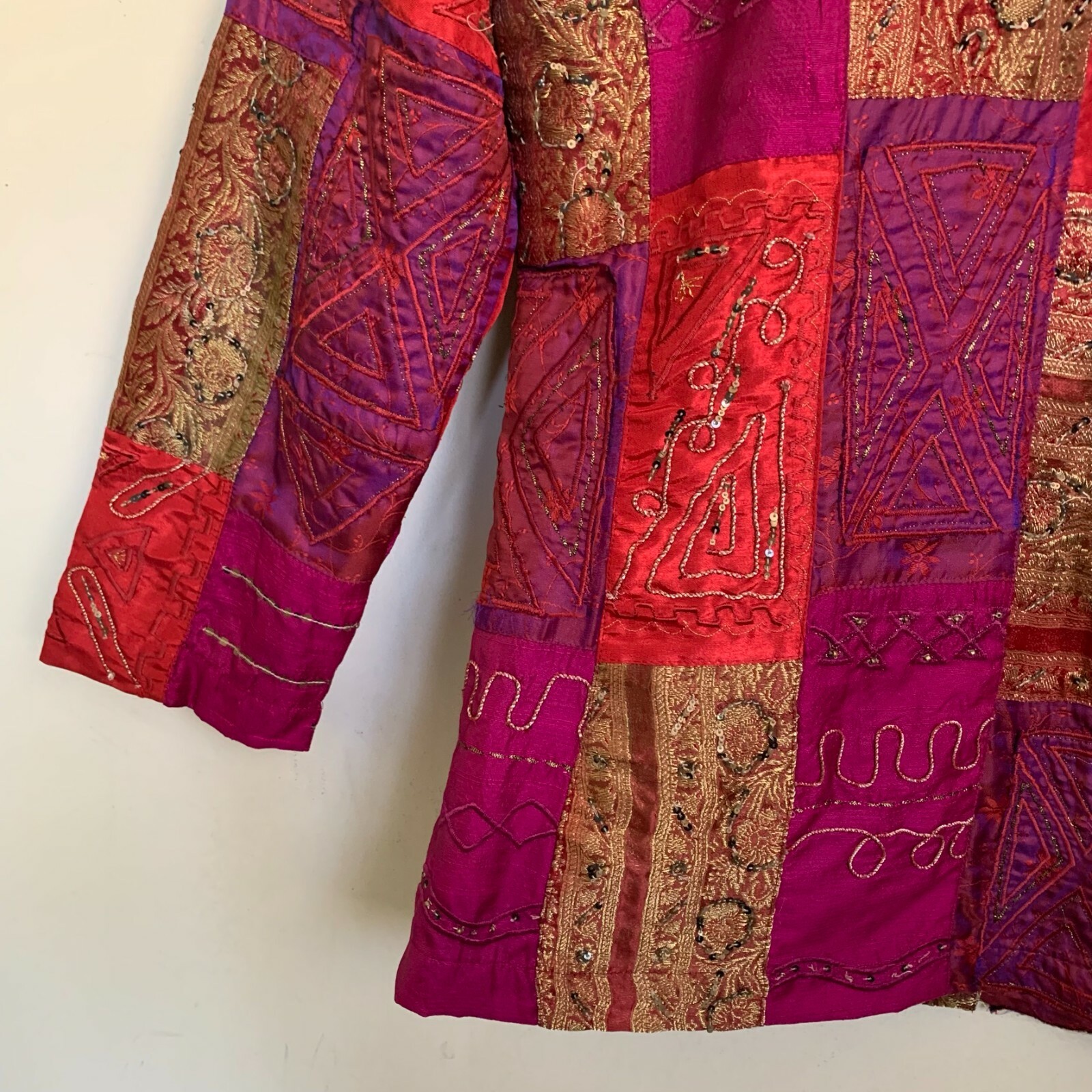 Chico's Jacket Fuchsia Red Multi Patch Embroidere… - image 10