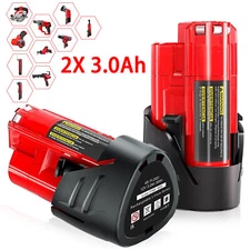 2 Pack 12V 3.0Ah for Milwaukee M-12 Lithium-ion Battery 48-11-2425 48-11-2420