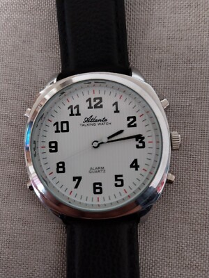 Atlanta 8909-19 Sprechende Quartz-Armbanduhr mit Wecker
