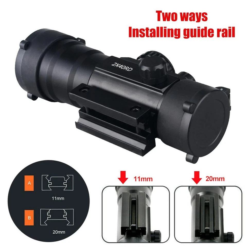 Tactical 2x40 5 MOA Red Green Dot Sight Scope Hunting for 11mm/20mm Rail Mount - Image 3 of 4