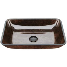 Vigo VG07089 Donatello 17-7/8" Rectangular Glass Vessel Bathroom Sink, Russet