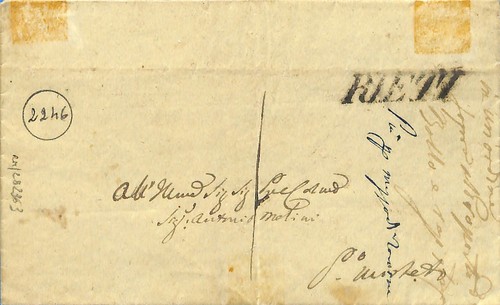 1854 PONTIFICIO b.1 ISOLATO bollo MUTO di RIETI (282363) - Picture 2 of 2