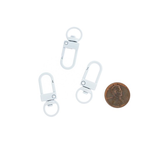 White Enamel Swivel Lobster Clasps 34mm x 12mm - 5 Clasps - FD1015 - Picture 2 of 3